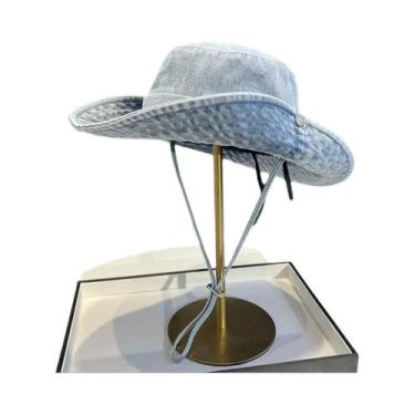 Imagem de Chapéu Bucket Unissex Vintage Em Denim Lavado Com Proteção UV Para Ver