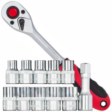 Imagem de Jogo de Soquetes Sextavados 1-2 1019mm + Catraca Embalagem com 12 Peças 3300030 Gedore Red Jogo