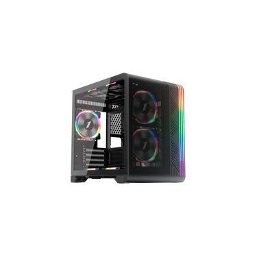 Imagem de Gabinete Gamer 1STPLAYER VT5, Mid Tower, RGB, ATX, Lateral em Vidro Temperado, 3X Fans, Preto - VT5-BK-3FS7