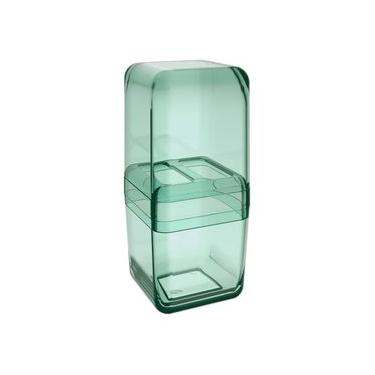 Imagem de Porta-Escova de Dentes Com Tampa Cor Verde Soft Plástico Linha Cube Coza Verde