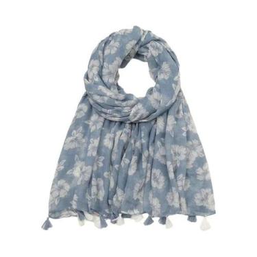 Imagem de Cachecol Floral De Viscose Para Mulheres 180x90cm, Pashmina Fina Para 