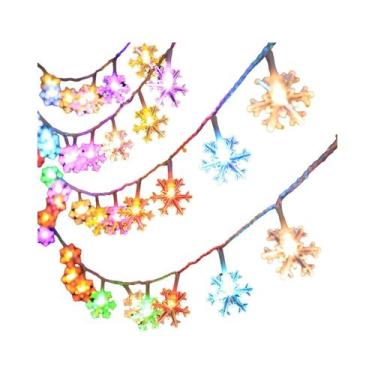 Imagem de Luzes De Natal Em Forma De Floco De Neve Com Bateria, 10, 20, 40 LEDs 