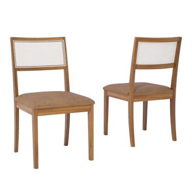Imagem de Conjunto 2 Cadeiras para Sala de Jantar em Madeira Tauari Pequi Madeira/Kaki