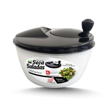 Imagem de Seca Saladas Secador Centrifuga de Verduras Manual Grande 4 L Preto - 