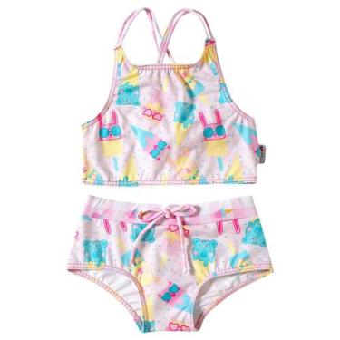 Imagem de Biquini Top e Calcinha Infantil Divertido Uv 50+ Tip Top -, Rosa, 6