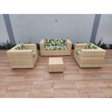 Imagem de Jogo Sofá De 4 Lugares Fibra Sintética Área Externa Fibra Sintética