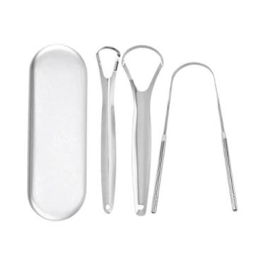 Imagem de Raspador De Língua Portátil De Aço Inoxidável Premium Para Adultos E C