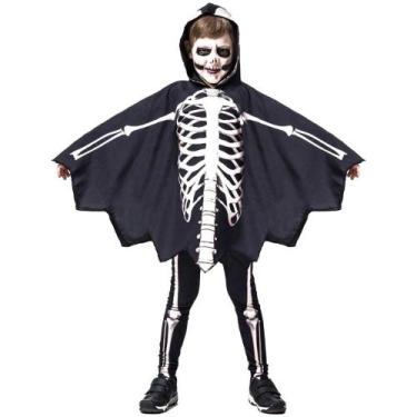 Imagem de Fantasia de Halloween Esqueleto Voador Infantil Com Capuz - Fantasias 