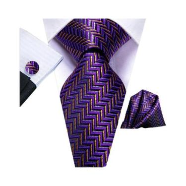 Imagem de Conjunto De Gravata, Abotoaduras E Lenço De Bolso Masculino Para Casam