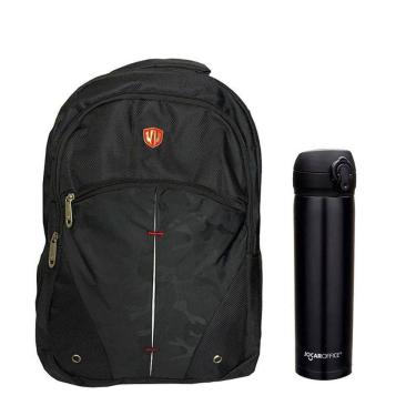 Imagem de Kit Mochila Escolar Infantil SBFQ7808 e Garrafa de Água 97826 400ml Preta - Fuseco