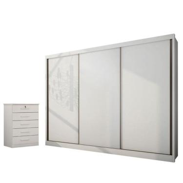 Imagem de Guarda Roupa Casal Londres com Nicho e Gaveteiro Suiça Neve - Novo Horizonte