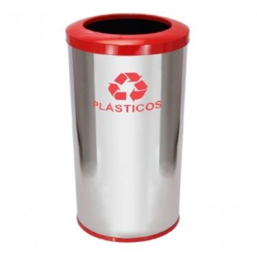 Imagem de Lixeira Higipack 30L Aço Inox com Aro Pintado Abertura Superior Bandeja Interna Inox