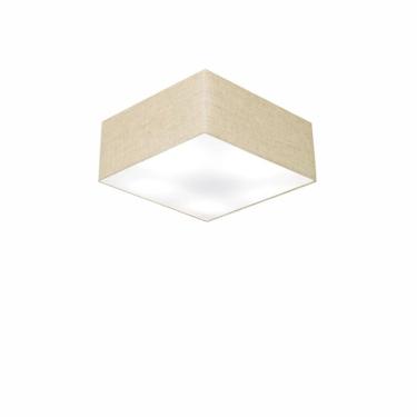 Imagem de Plafon de Teto Md-3000 com Cúpula em Tecido Quadrada Pequena Bivolt Rústico-bege Vivare...