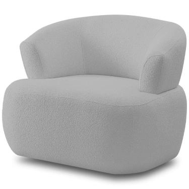 Imagem de Poltrona Giratória Orgânica Para Sala Living Florea M05 Bouclê Cinza - Lyam Decor