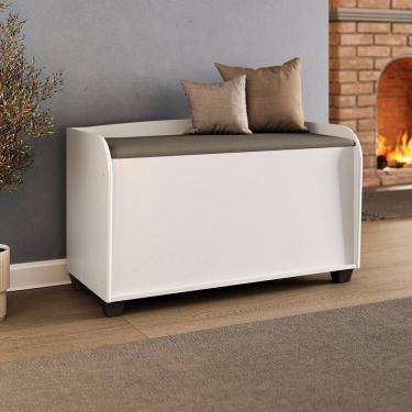 Imagem de Baú Caixa para Lenha Estofado Multiúso Branco Branco