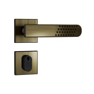 Imagem de Fechadura porta externa quarto sala stam 803/21 quadrada antique ouro 