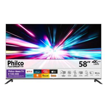 Imagem de Smart TV Philco 58 Polegadas 4K LED P58CRA, Cinza, Bivolt