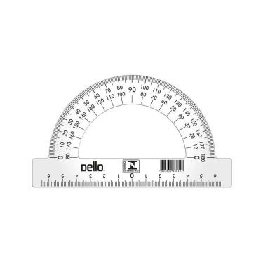 Imagem de Transferidor Dello Econômica Plástico 180 Graus em Material Resistente para Medições Pr...