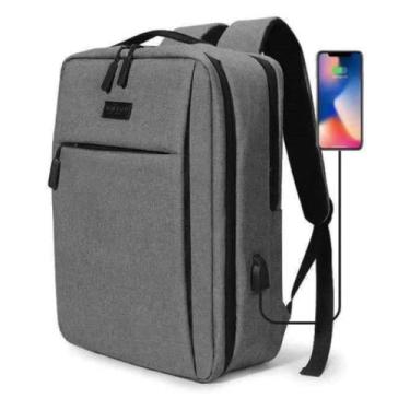 Imagem de Mochila Impermeável P/ Notebook Com Usb e Bolso Interno Feminina e Mas