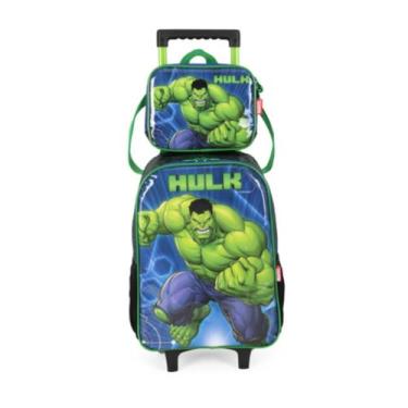 Imagem de Kit Escolar Hulk Mochilete + Lancheira Térmica Verde - Luxcel