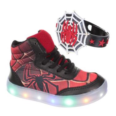 Imagem de Tenis Botinha de Led Infantil Masculino Aranha Para Meninos - Pemania,