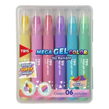 Imagem de Giz De Cera Retratil 6 Cores Mega Gel Pastel Tris