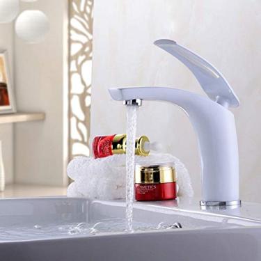 Imagem de YHSGY Torneiras Para Pia De Banheiro Torneira Para Bacia De Banheiro Red Baking Latão Sólido Torneira Misturadora De Pia Torneira De Bacia De Cachoeira Quente E Fria Torneira De Alça Única De