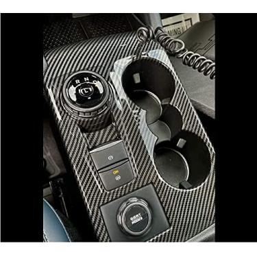 Imagem de GZBFTDH Botões de câmbio acessórios de carro para Ford Bronco Sport 2021 2022 fibra de carbono central de controle de engrenagem de câmbio para painel de mudança de marcha, adesivo de guarnição para partes interiores de automóveis