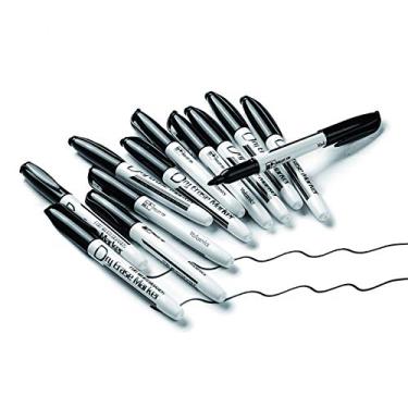 Imagem de Volcanics Marcadores pretos apagáveis a seco de baixo odor para quadro branco fino caixa fina com 12