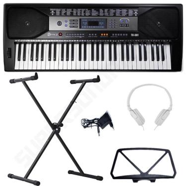 Imagem de Kit Teclado Musical Spring TC 361 61 Teclas Sensitivas + Suporte X + Fone de Ouvido