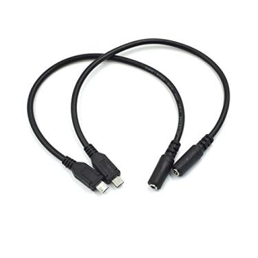 Imagem de Hxchen 2 peças Micro 5 pinos macho para 3,5 mm fêmea cabo de áudio AUX para adaptador de fone de ouvido microfone com clipe ativo (Micro 5P macho para 3,5 mm fêmea)