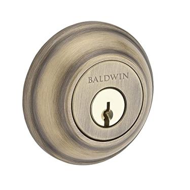 Imagem de Baldwin Reserve DCTRD049 Fechadura Double Cylinder Traditional Round Deadbolt Matte Brass Satin Black Finish