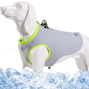 Imagem de Colete refrescante para cães de estimação Arnês de roupas de verão ajustável leve casaco de gelo de malha para cães pequenos e grandes quente no inverno e fresco, verde, P (peito: 48cm)