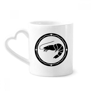 Imagem de Caneca com ilustração de camarão da vida marinha preta caneca de café cerâmica copo de coração de vidro