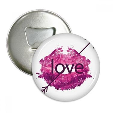 Imagem de Dia dos Namorados Rosa Lip Love Arrow Abridor de Garrafas Imã de Geladeira Emblema Multifuncional