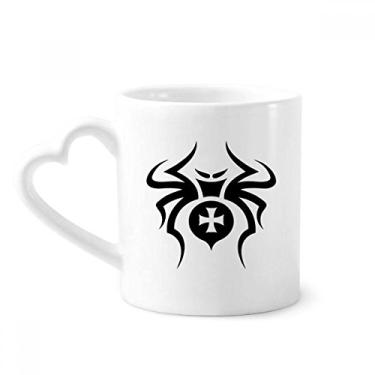 Imagem de Caneca de ilustração de padrão de aranha de inseto preto caneca de café cerâmica copo de coração de vidro