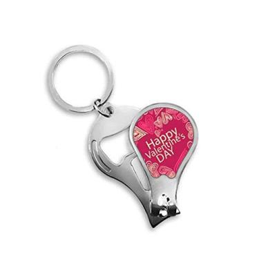Imagem de Chaveiro abridor de cortador de unhas com coração rosa Happy Valentine's Day