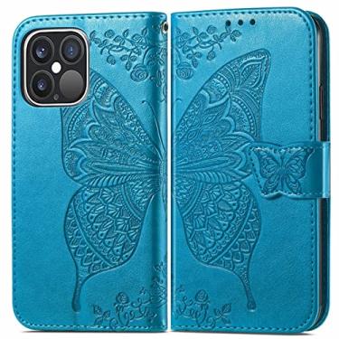 Imagem de Carteira de couro em relevo borboleta para iPhone 13 Pro Max 13 Mini 12 Pro Max 11 Pro Max SE 2020 X XS XR XS Max 8/76/6S Plus, Azul, Para iPhone 8 Plus