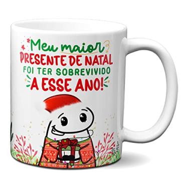 Imagem de Caneca Engraçada Presente Natal Flork Sobrevivi a Esse Ano (Branca)