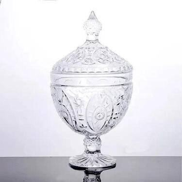 Imagem de Bomboniere De Vidro Baleiro Potiche Tampa Pedestal 29 X 16