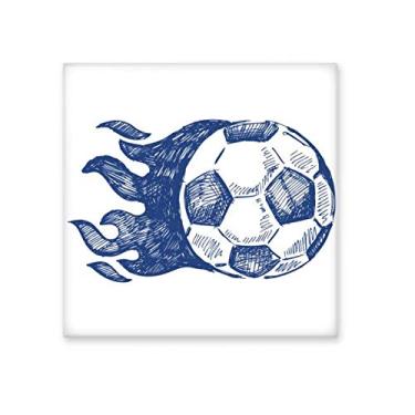 Imagem de Decalque brilhante de azulejo de cerâmica com estampa azul de chama, futebol americano