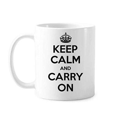 Imagem de Caneca preta Keep Calm And Carry On da citação de cerâmica café xícara de porcelana louça