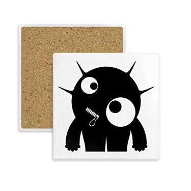 Imagem de Porta-copos alienígena monstro alienígena quadrado, suporte de subplaca para caneca com pedra isolante