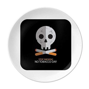 Imagem de Placa decorativa de porcelana Salver da Logo Cartoon l Stop Smoking Prato de jantar