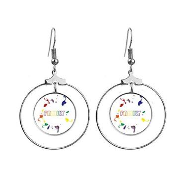 Imagem de LGBT Brincos de argola com bandeira de arco-íris para família, Art Deco, presente moderno