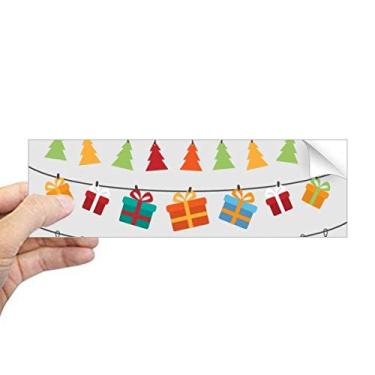 Imagem de DIYthinker Adesivo retangular com ilustração de bandeira colorida Merry Christmas para notebook, janela