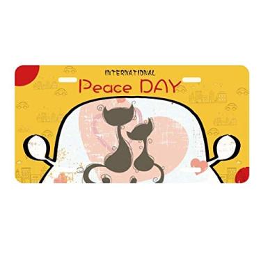 Imagem de DIYthinker Black Cats Placa de licença Feliz Dia dos Namorados Etiqueta Decoração de Carro Dia da Paz