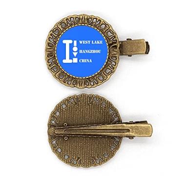 Imagem de Presilha de cabelo West Lake Hangzhou China Art Deco presente moderno grampo de cabelo