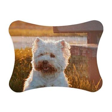 Imagem de Ornamento de quebra-cabeça para decoração de imagem de animal branco solitário noite de cachorro