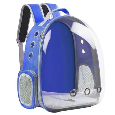 Imagem de Mochila Bolsa Pet Visão Panorâmica Astronauta Cachorro e Gato (Azul)